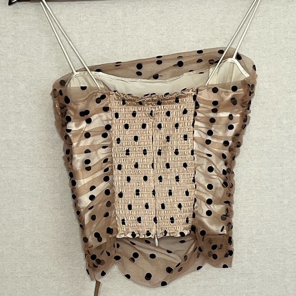 Reformation Tan and Black Polka Dot Camisole - Picture 5 of 7